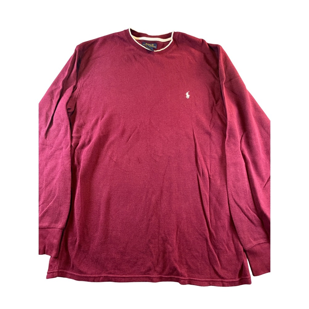Polo Ralph Lauren Mens 2XL Waffle Knit Thermal Long Sleeve Shirt Burgundy Maroon